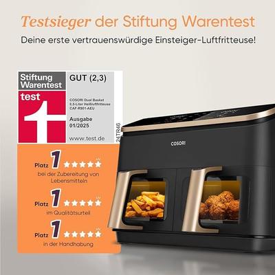 Grill & Ofen mieten & vermieten - Heißluftfritteuse gold 2 Fächer 6-in-1 Dual Zone XXL 8,5 L zwei Kammern mit Sichtfenster in Elsdorf (Rheinland)
