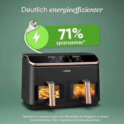 Grill & Ofen mieten & vermieten - Heißluftfritteuse gold 2 Fächer 6-in-1 Dual Zone XXL 8,5 L zwei Kammern mit Sichtfenster in Elsdorf (Rheinland)