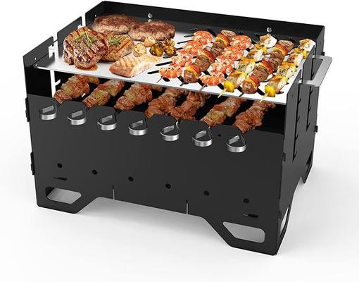Grill & Ofen mieten & vermieten - Schaschlinkgrill mobiler Mangal Holzkohlegrill BBQ mit Plancha-Grillplatte und 7 Spießen 2-in-1 in Elsdorf (Rheinland)