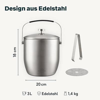 Bar Theke mieten & vermieten - Eiswürfelbehälter Eiskübel mit Deckel und Zange Edelstahl doppelwandig isoliert extra Kühlung in Elsdorf (Rheinland)
