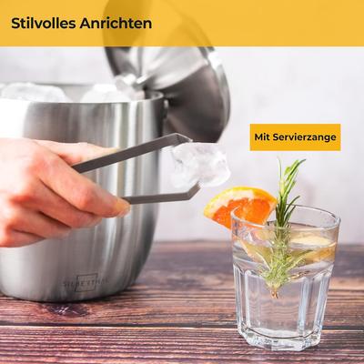 Bar Theke mieten & vermieten - Eiswürfelbehälter Eiskübel mit Deckel und Zange Edelstahl doppelwandig isoliert extra Kühlung in Elsdorf (Rheinland)