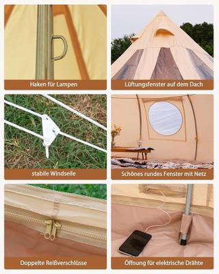 Camping Zelte mieten & vermieten - Tipizelt Jurtenzelt Familienzelt Zwiebelzelt Canvas-Zelt 8-Personen 5x3,15m Segeltuch Pyramidenzelt in Elsdorf (Rheinland)