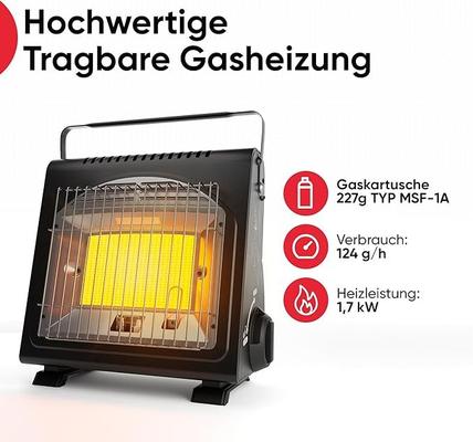 Campingzubehör mieten & vermieten - Tragbarer Gasheizer Heizgerät Zeltheizer Campingheizer 1,7 kW multifunktionaler Keramikheizer in Elsdorf (Rheinland)