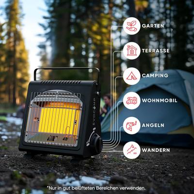 Campingzubehör mieten & vermieten - Tragbarer Gasheizer Heizgerät Zeltheizer Campingheizer 1,7 kW multifunktionaler Keramikheizer in Elsdorf (Rheinland)