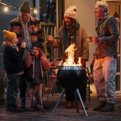 Feuerschale mieten & vermieten - Feuerschale Feuerkorb Feuerstelle rauchfrei hohem Boden Edelstahl emaillierter Holzvergaser in Elsdorf (Rheinland)