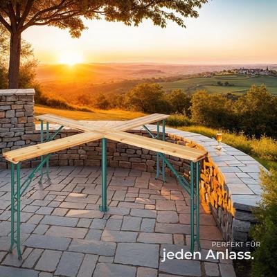 Tische mieten & vermieten - Quattro Bierzeltgarnitur Stehtisch XXL Biertisch Klapptisch Gartentisch aus Holz klappbar Outdoor in Elsdorf (Rheinland)