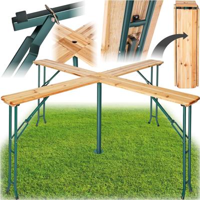 Tische mieten & vermieten - Quattro Bierzeltgarnitur Stehtisch XXL Biertisch Klapptisch Gartentisch aus Holz klappbar Outdoor in Elsdorf (Rheinland)
