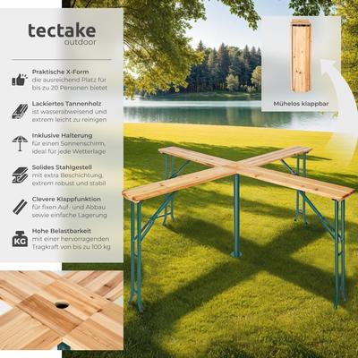 Tische mieten & vermieten - Quattro Bierzeltgarnitur Stehtisch XXL Biertisch Klapptisch Gartentisch aus Holz klappbar Outdoor in Elsdorf (Rheinland)