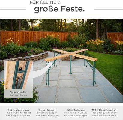Tische mieten & vermieten - Quattro Bierzeltgarnitur Stehtisch XXL Biertisch Klapptisch Gartentisch aus Holz klappbar Outdoor in Elsdorf (Rheinland)