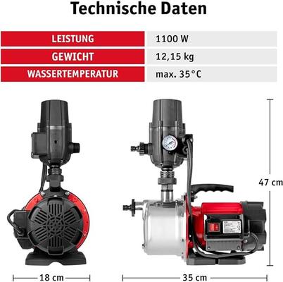 Pumpen mieten & vermieten - Hauswasserautomat Hauswasserwerk 1100 W Wasserpumpe Trockenlaufschutz Wasserversorgung Brunnen in Elsdorf (Rheinland)