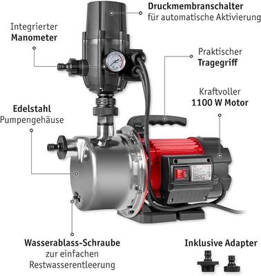 Pumpen mieten & vermieten - Hauswasserautomat Hauswasserwerk 1100 W Wasserpumpe Trockenlaufschutz Wasserversorgung Brunnen in Elsdorf (Rheinland)