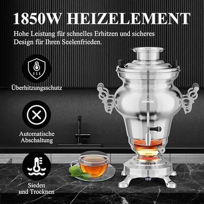 Cocktailbar mieten & vermieten - Teemaschine elektrisch Wasserkocher Teekocher Samoware Edelstahl 1850Watt 5 L + 1,6 L Teekannen Set in Elsdorf (Rheinland)