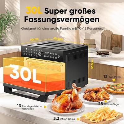 Grill & Ofen mieten & vermieten - Heißluftfritteuse 30 L XXL Minibackofen Multikocher mit LED-Touchscreen mit Umluft 20 Programme in Elsdorf (Rheinland)