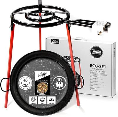 Koch- & Backgeräte mieten & vermieten - Paella-Kochset Grillpfanne (Eco-Set) mit Paella-Pfanne aus emailliertem Stahl 46 cm Gasbrenner 40cm in Elsdorf (Rheinland)