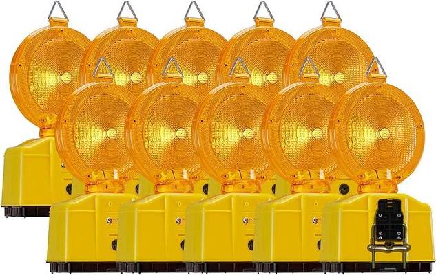 Absperrzubehör mieten & vermieten - Baustellenleuchten Warnleuchten 10 Stück Baustellenbeleuchtung automatische Tag- Nachtschaltung LED in Elsdorf (Rheinland)