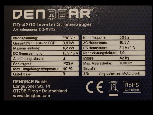 Stromgenerator mieten & vermieten - Inverter Stromerzeuger / Generator / Aggregat, 4200 Watt – Denqbar DQ-4200 in Mainz
