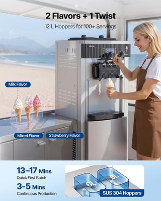 Softeismaschine mieten & vermieten - Kommerzielle Softeismaschine 2200 W Eismaschine 2 x 6 L freistehend 20-28 L/h 3 Geschmacksrichtungen in Elsdorf (Rheinland)