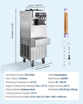Softeismaschine mieten & vermieten - Eiscrememaschine freistehend Softeismaschine 2 x 6 L 20-28 L/h Speiseeisbereiter Eismaschine 2200 W in Elsdorf (Rheinland)
