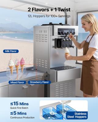 Softeismaschine mieten & vermieten - Eiscrememaschine freistehend Softeismaschine 2 x 6 L 20-28 L/h Speiseeisbereiter Eismaschine 2200 W in Elsdorf (Rheinland)