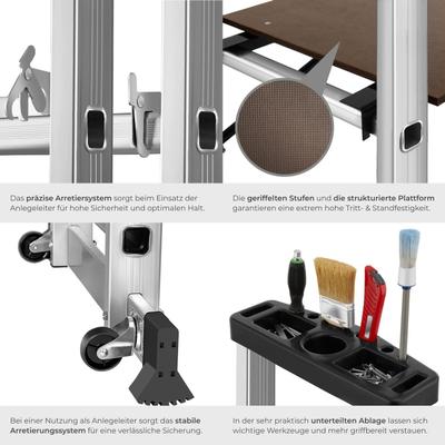 Gerüst mieten & vermieten - Gerüst 3 m Arbeitshöhe Leiter 4 in 1 mobile Mehrzweckleiter Arbeitsbühne Baugerüst Alu Gerüst in Elsdorf (Rheinland)