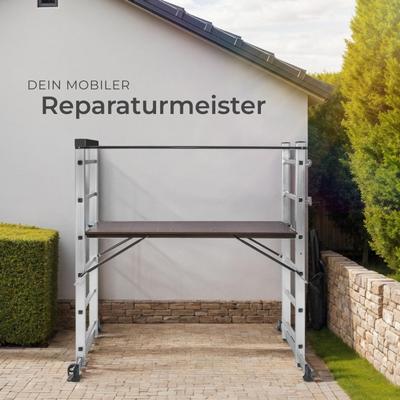 Gerüst mieten & vermieten - Gerüst 3 m Arbeitshöhe Leiter 4 in 1 mobile Mehrzweckleiter Arbeitsbühne Baugerüst Alu Gerüst in Elsdorf (Rheinland)