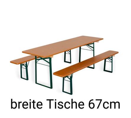 Bierzeltgarnitur mieten & vermieten - Bierzeltgarnitur / Biergarnitur breite Tische 67cm in Königsbrunn