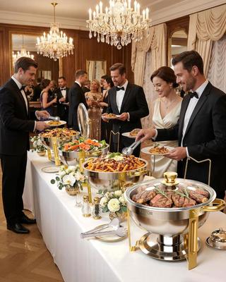 Buffetzubehör mieten & vermieten - Chafing Dish Buffet Speisenwärmer 4 x 4,7 Liter Behälter runder Catering-Wärmespender Buffetwärmer in Elsdorf (Rheinland)