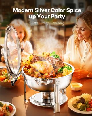 Buffetzubehör mieten & vermieten - Chafing Dish Buffet Speisenwärmer 4 x 4,7 Liter Behälter runder Catering-Wärmespender Buffetwärmer in Elsdorf (Rheinland)