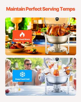 Buffetzubehör mieten & vermieten - Chafing Dish Buffet Speisenwärmer 4 x 4,7 Liter Behälter runder Catering-Wärmespender Buffetwärmer in Elsdorf (Rheinland)