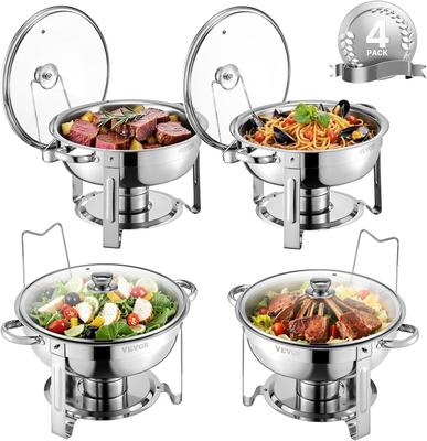 Buffetzubehör mieten & vermieten - Chafing Dish Buffet Speisenwärmer 4 x 4,7 Liter Behälter runder Catering-Wärmespender Buffetwärmer in Elsdorf (Rheinland)