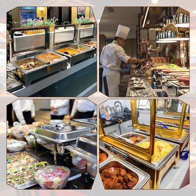 Buffetzubehör mieten & vermieten - Elektrischer Speisewärmer 1/1 Chafing Dish Glasdeckel 9L Wärmebehälter Buffet Edelstahl Buffetwärmer in Elsdorf (Rheinland)