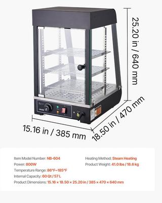 Buffetzubehör mieten & vermieten - Wärmetheke 3-stöckig 57 L Warmhaltevitrine 800 W Warmhaltetheke 30–85 °C Speisenwärmer mit LED in Elsdorf (Rheinland)