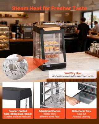 Buffetzubehör mieten & vermieten - Wärmetheke 3-stöckig 57 L Warmhaltevitrine 800 W Warmhaltetheke 30–85 °C Speisenwärmer mit LED in Elsdorf (Rheinland)