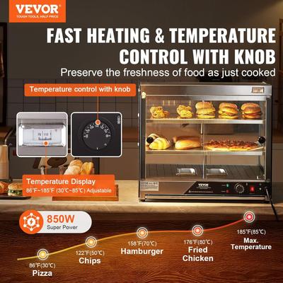 Buffetzubehör mieten & vermieten - 111 L Speisenwärmer 2-stufig kommerziell 850 W Speisenwärmer mit gehärtetem Glas und Dampfheizung in Elsdorf (Rheinland)