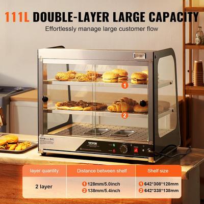 Buffetzubehör mieten & vermieten - 111 L Speisenwärmer 2-stufig kommerziell 850 W Speisenwärmer mit gehärtetem Glas und Dampfheizung in Elsdorf (Rheinland)