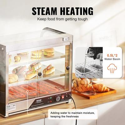 Buffetzubehör mieten & vermieten - 111 L Speisenwärmer 2-stufig kommerziell 850 W Speisenwärmer mit gehärtetem Glas und Dampfheizung in Elsdorf (Rheinland)