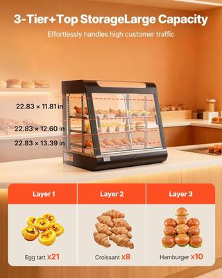 Buffetzubehör mieten & vermieten - Warmhaltevitrine 100 L Wärmetheke 3-stöckig 1200 W Warmhaltetheke 30–85 °C Speisenwärmer LED in Elsdorf (Rheinland)