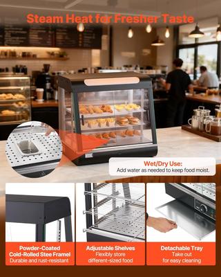 Buffetzubehör mieten & vermieten - Warmhaltevitrine 100 L Wärmetheke 3-stöckig 1200 W Warmhaltetheke 30–85 °C Speisenwärmer LED in Elsdorf (Rheinland)